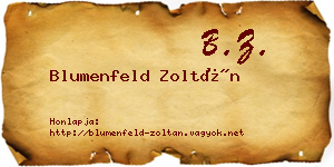 Blumenfeld Zoltán névjegykártya